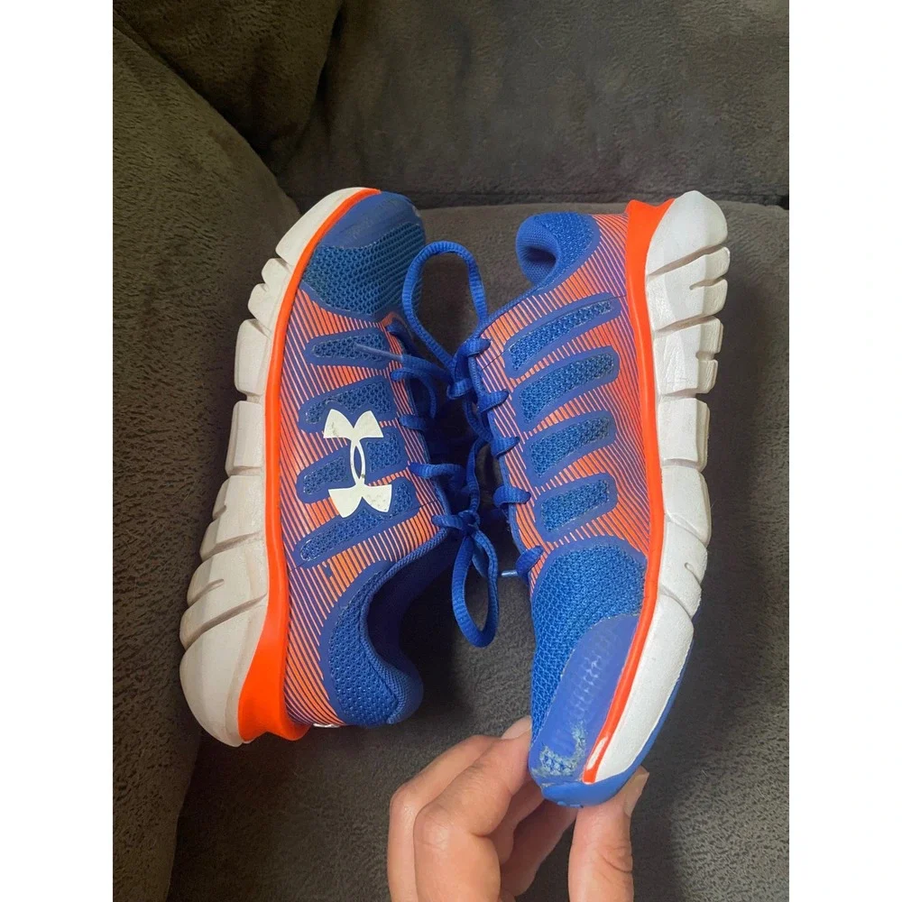 Under Armour Thrill 3 Blue Orange Kids Running Shoes 3019923-600 Size 3Y
